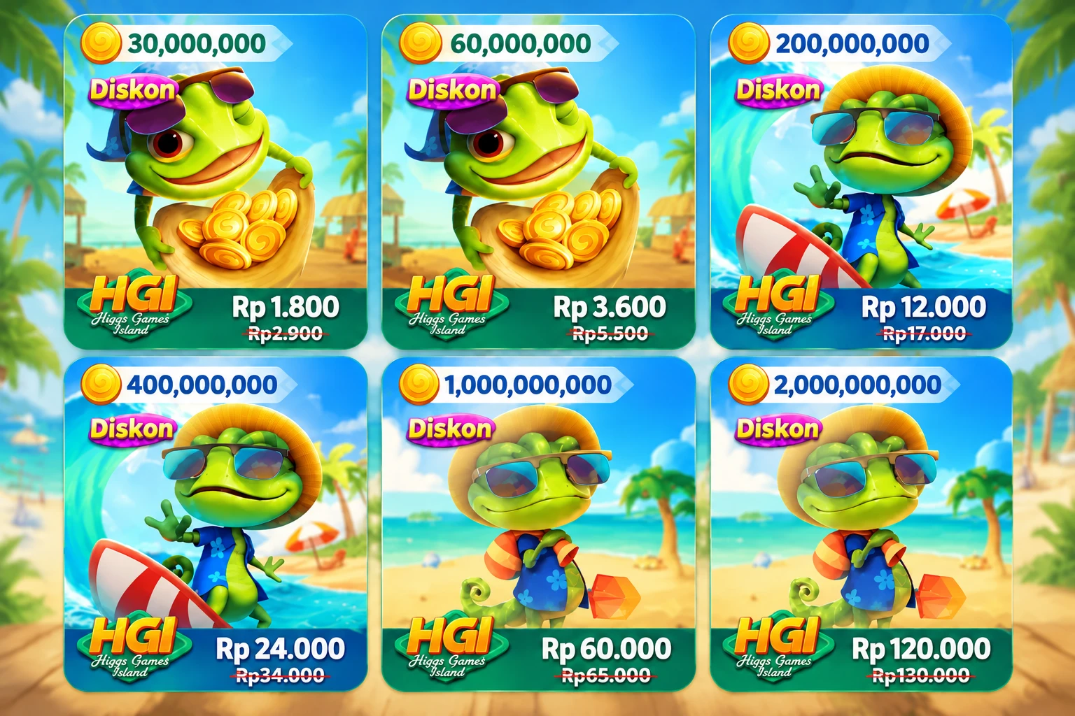 Daftar nominal dan harga promo Koin MD Higgs Games Island